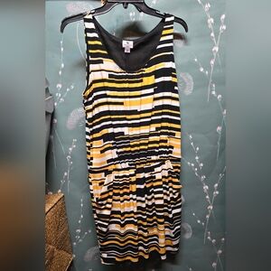 Worthington Bold Striped Mini Dress in Black, White, and Yellow